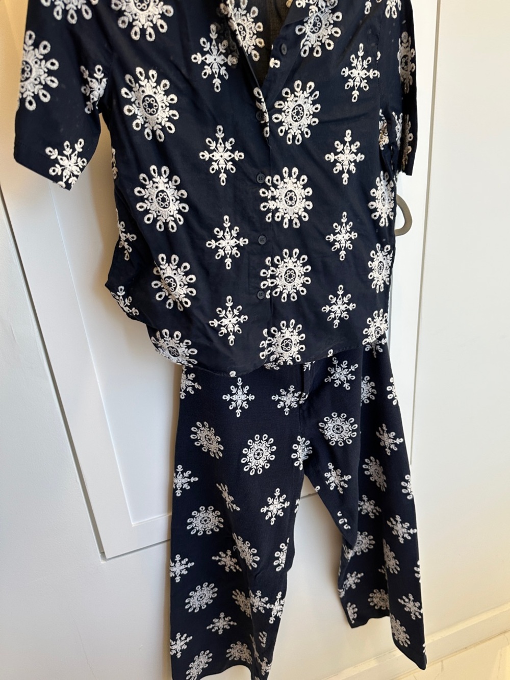 Zara Navy Set with White Floral Embroidery